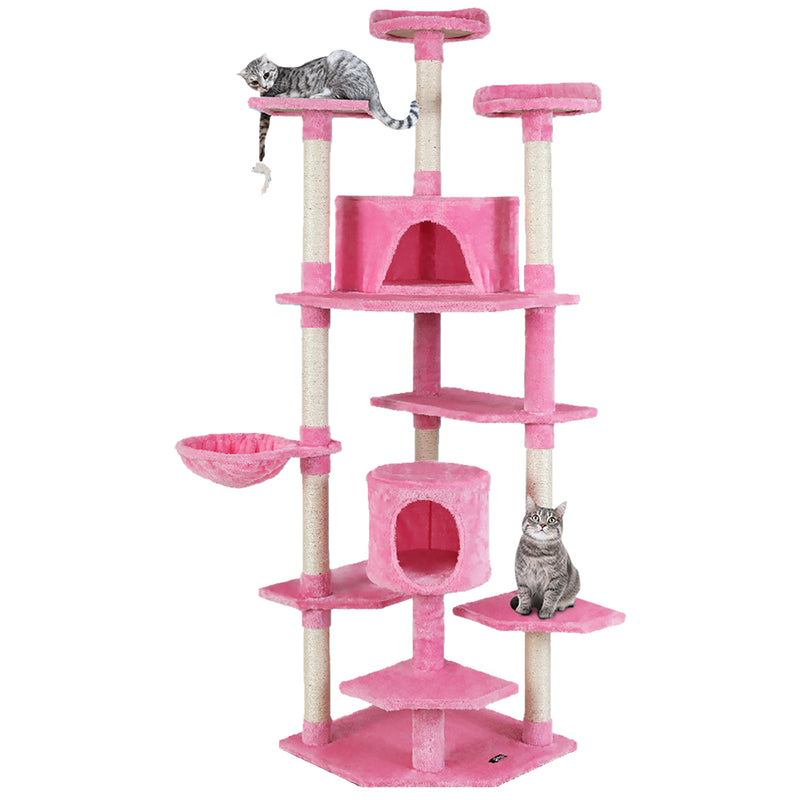 i.Pet Cat Tree 203cm Trees Scratching Post Scratcher Tower Condo House Furniture Wood Pink