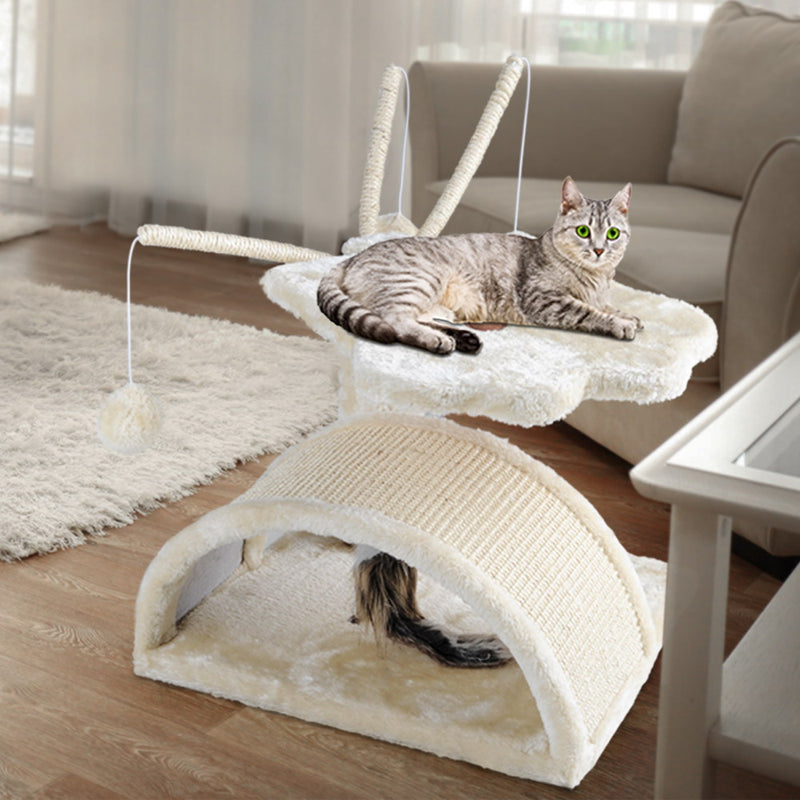 i.Pet Cat Tree 45cm Trees Scratching Post Scratcher Tower Condo House Furniture Wood Beige