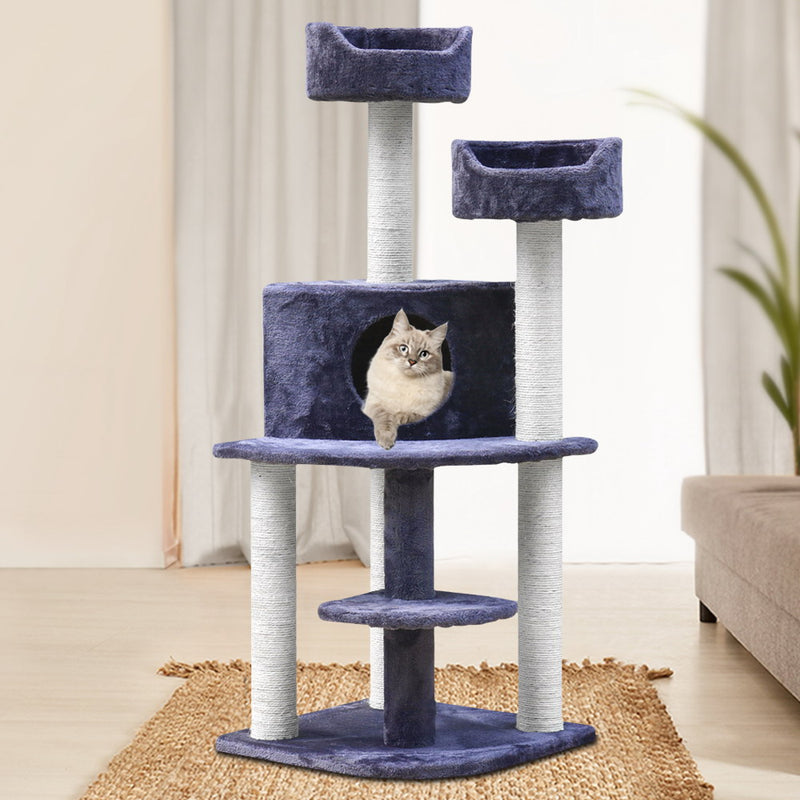 i.Pet Cat Tree 126cm Trees Scratching Post Scratcher Tower Condo House Furniture Wood