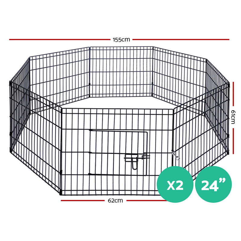 i.Pet 2X24" 8 Panel Pet Dog Playpen Puppy Exercise Cage Enclosure Fence Play Pen