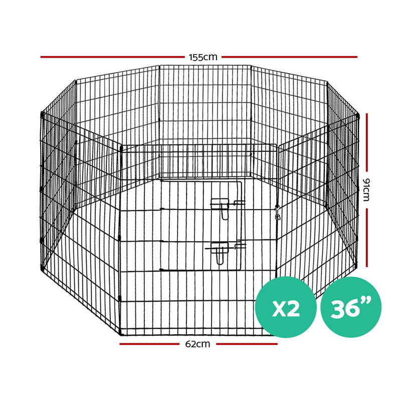 i.Pet 2X36" 8 Panel Pet Dog Playpen Puppy Exercise Cage Enclosure Fence Play Pen