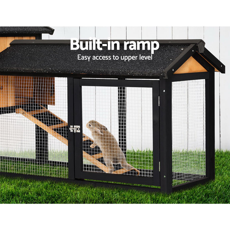 i.Pet Rabbit Hutch Hutches Large Metal Run Wooden Cage Waterproof Outdoor Pet House Chicken Coop Guinea Pig Ferret Chinchilla Hamster 165cm x 52cm x 86cm