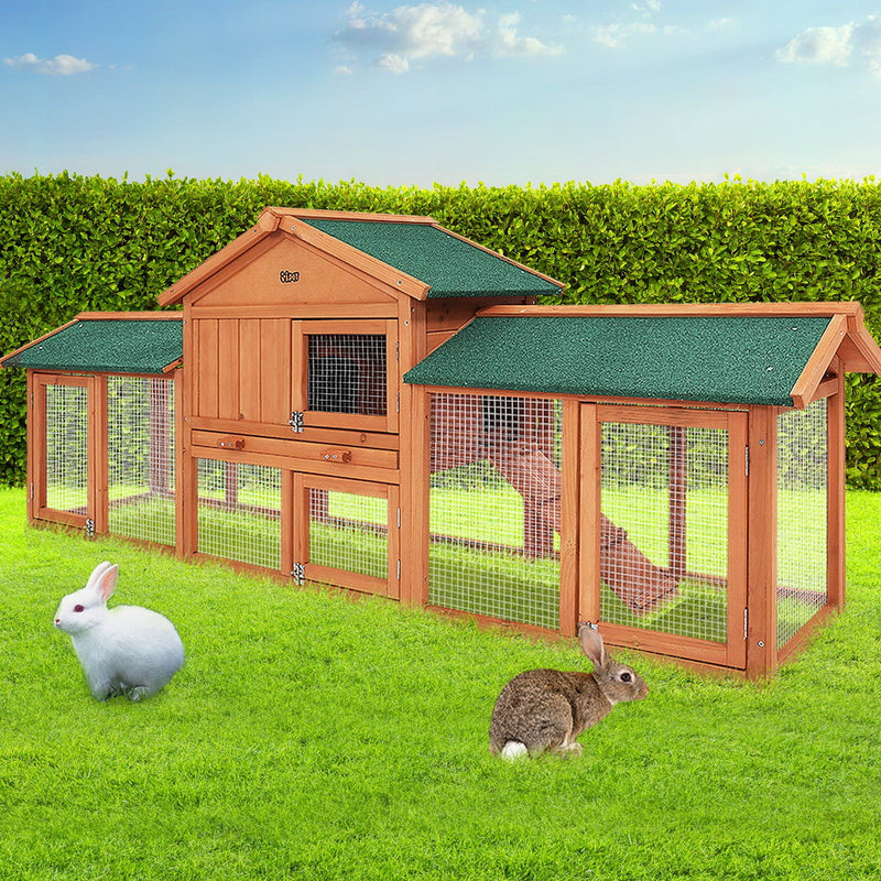 i.Pet Rabbit Hutch Hutches Large Metal Run Wooden Cage Chicken Coop Guinea Pig