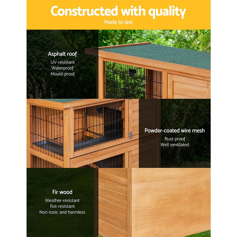 i.Pet Rabbit Hutch Hutches Large Metal Run Wooden Cage Waterproof Outdoor Pet House Chicken Coop Guinea Pig Ferret Chinchilla Hamster 91.5cm x 46cm x 116.5cm