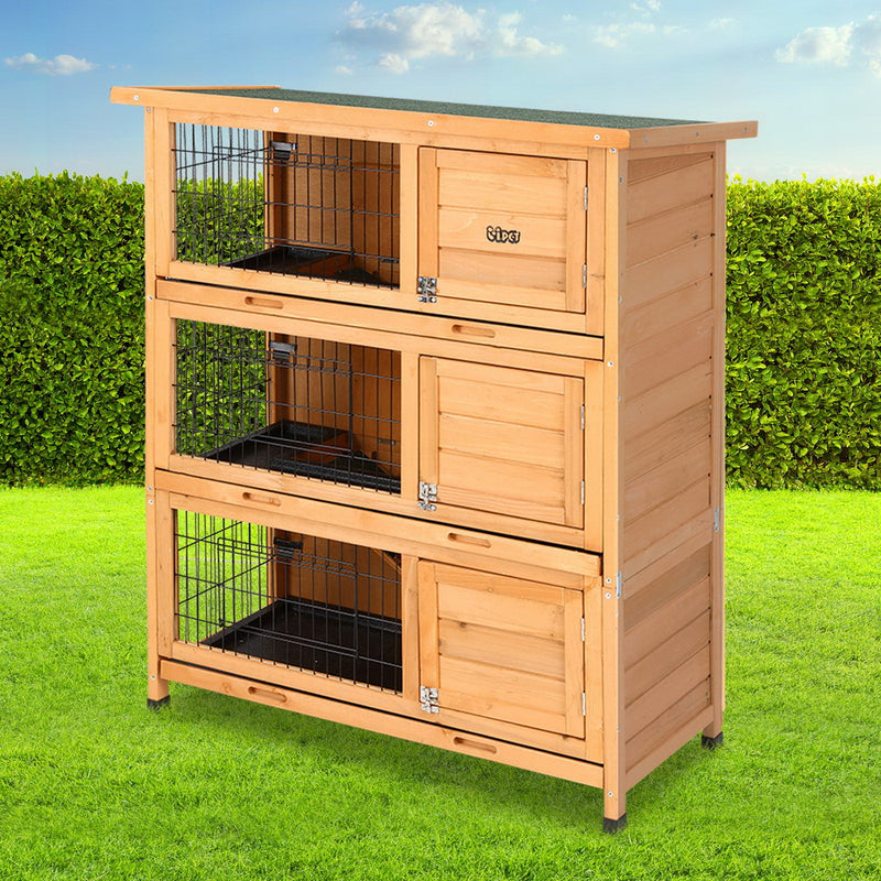 i.Pet Rabbit Hutch Hutches Large Metal Run Wooden Cage Waterproof Outdoor Pet House Chicken Coop Guinea Pig Ferret Chinchilla Hamster 91.5cm x 46cm x 116.5cm