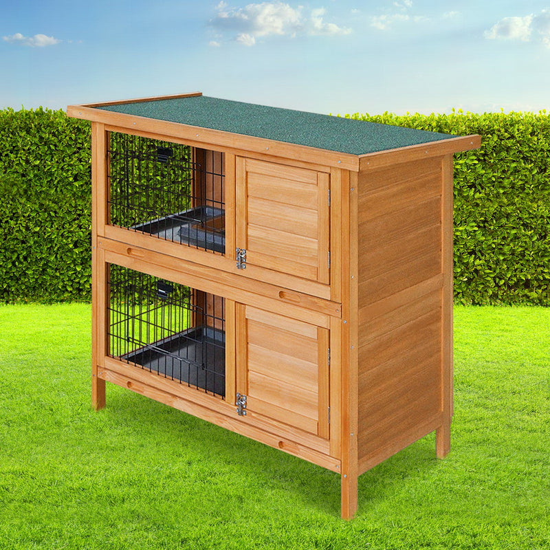 i.Pet 2 Storey Wooden Rabbit Hutch