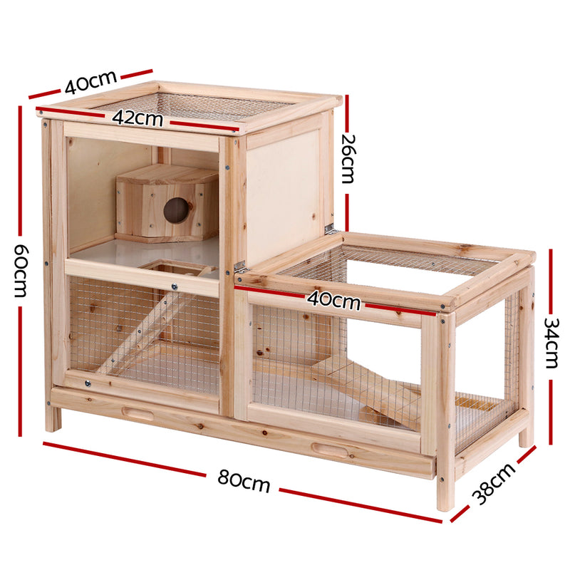 i.Pet Hamster Guinea Pig Ferrets Rodents Hutch Hutches Large Wooden Cage Running 80cm x 40cm x 60cm