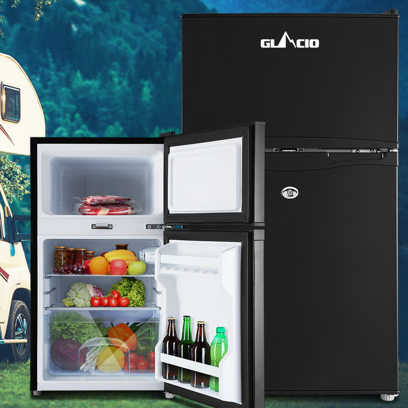 Glacio 90L Portable Fridge Bar Freezer Cooler Upright 12V/24V/240V Caravan Car