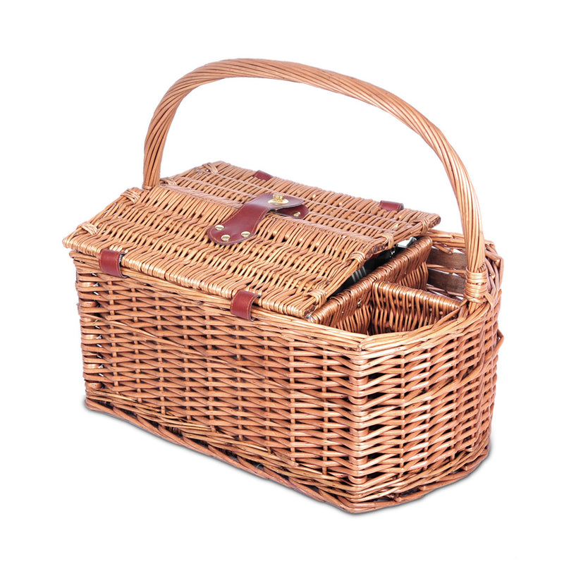 Alfresco Picnic Basket 4 Person Baskets Outdoor Insulated Blanket Deluxe