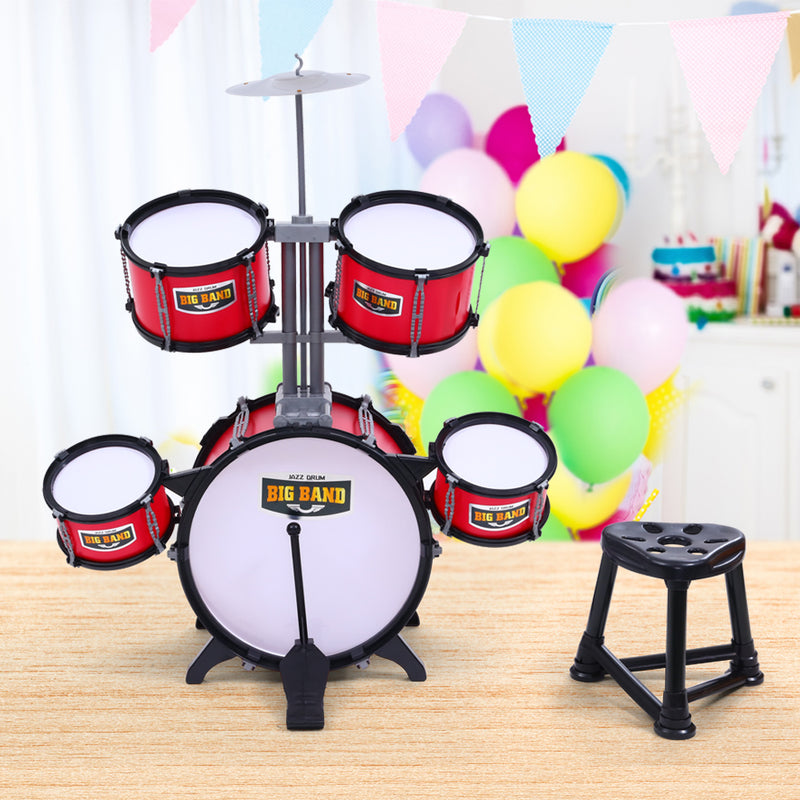 Keezi Kids 7 Drum Set Junior Drums Kit Musical Play Toys Childrens Mini Big Band