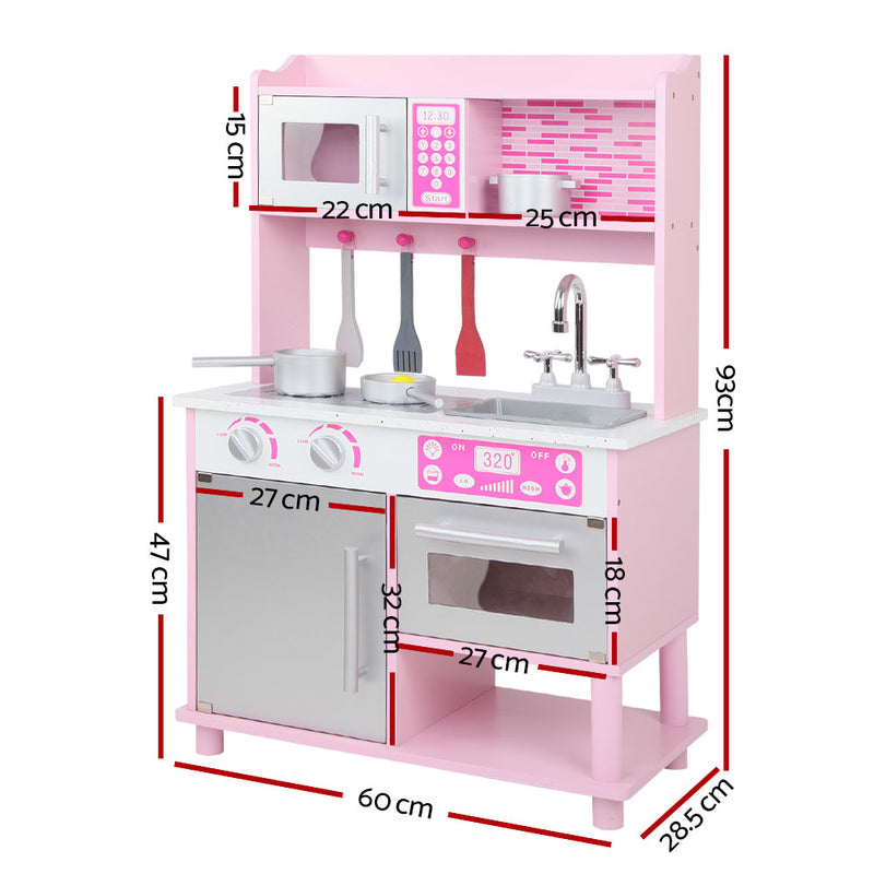 Keezi Kids Wooden Kitchen Play Set - Pink & Silver