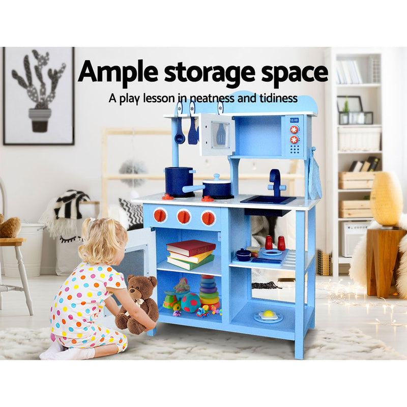 Keezi Kids Wooden Kitchen Play Set - Blue