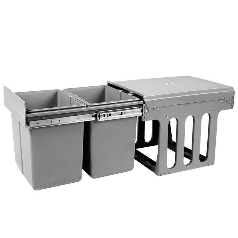 2x15L Pull Out Bin - Grey