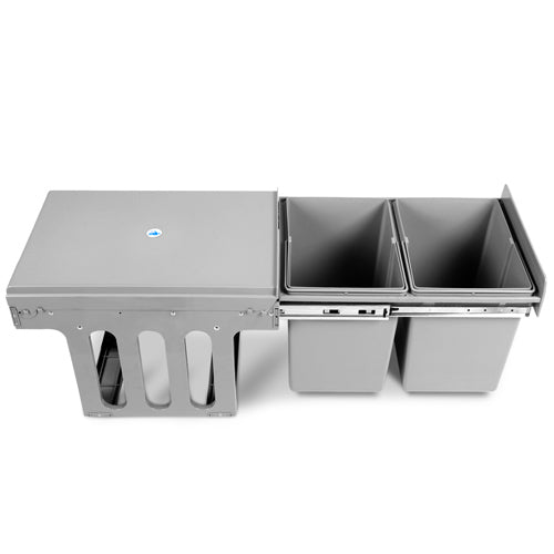 2x15L Pull Out Bin - Grey