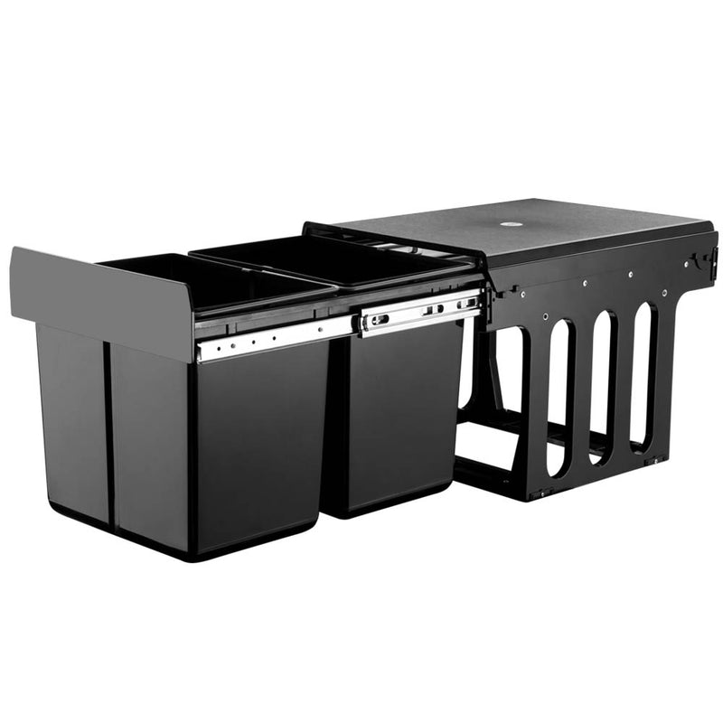 2x15L Pull Out Bin - Black