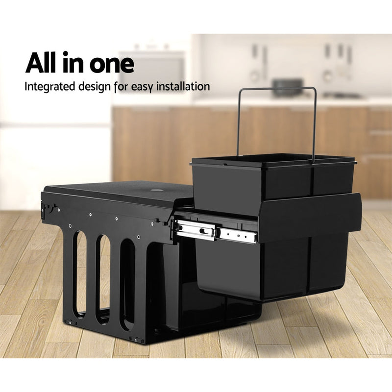 2x15L Pull Out Bin - Black