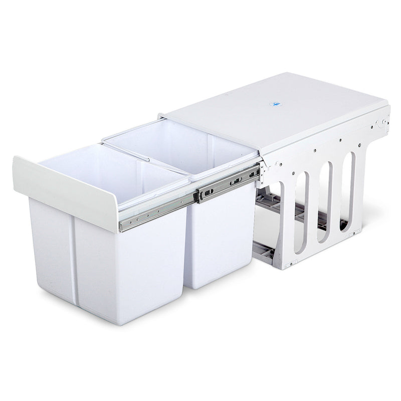 2x15L Pull Out Bin - White