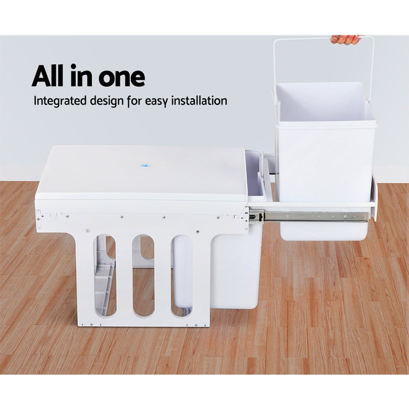 2x15L Pull Out Bin - White