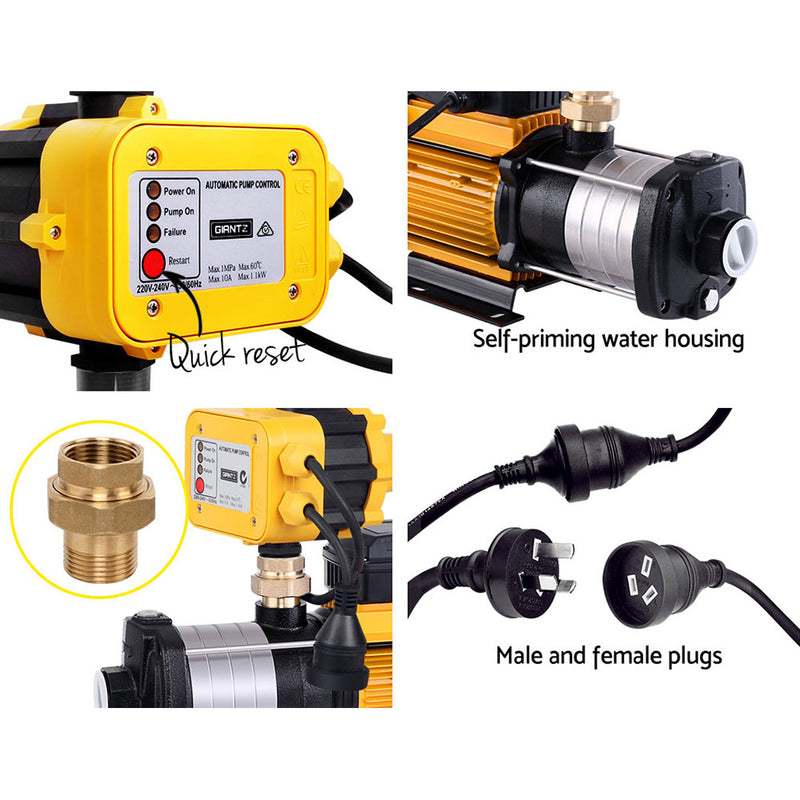 Giantz Multi Stage Water Pump Pressure Rain Tank Garden Farm House Irrigation 2000W Yellow Controller