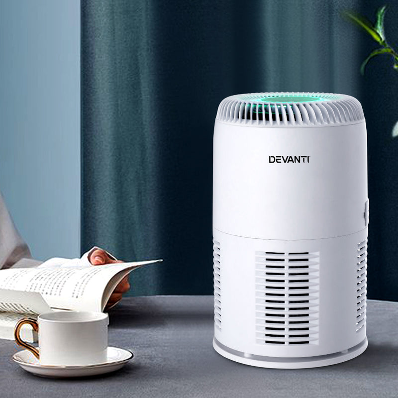 Devanti Air Purifier Desktop Purifiers HEPA Filter Home Freshener Carbon Ioniser