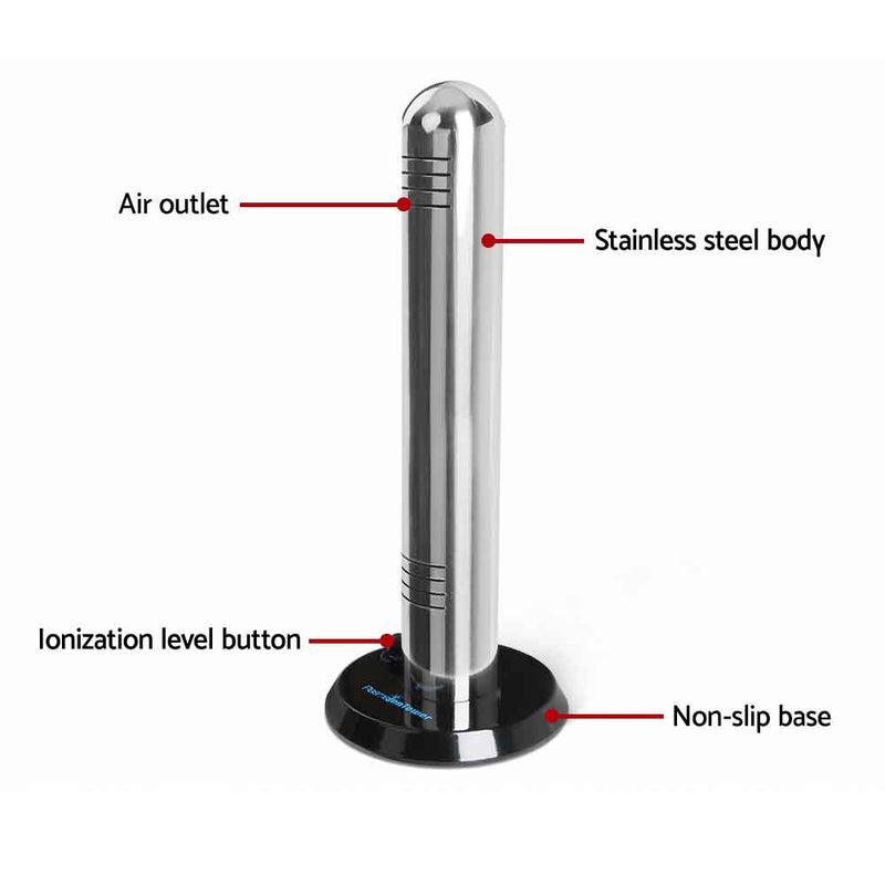 Stainless Steel Plasma Ioniser Tower - Silver