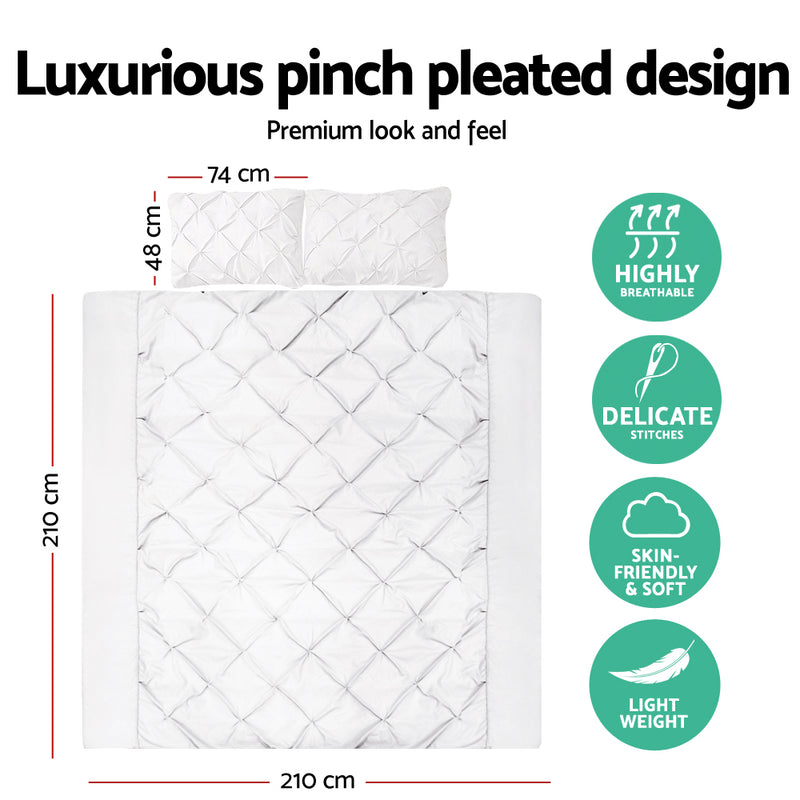 Giselle Bedding Queen Size Quilt Cover Set - White