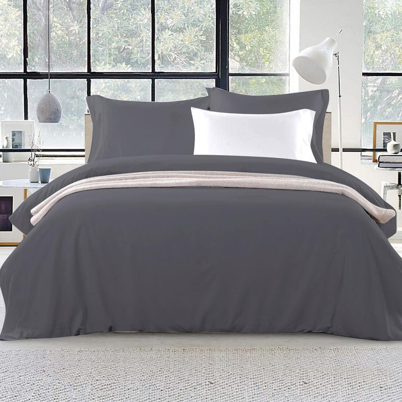 Giselle Bedding King Size Classic Quilt Cover Set - Charcoal