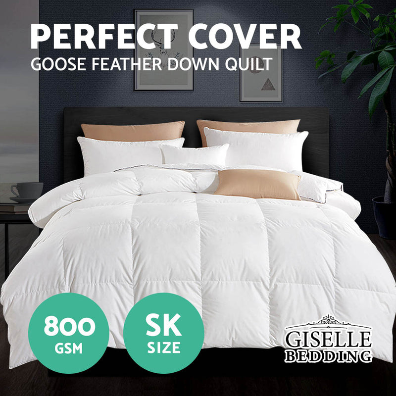 Giselle Bedding 800GSM Goose Down Feather Quilt Cover Duvet Winter Doona White Super King