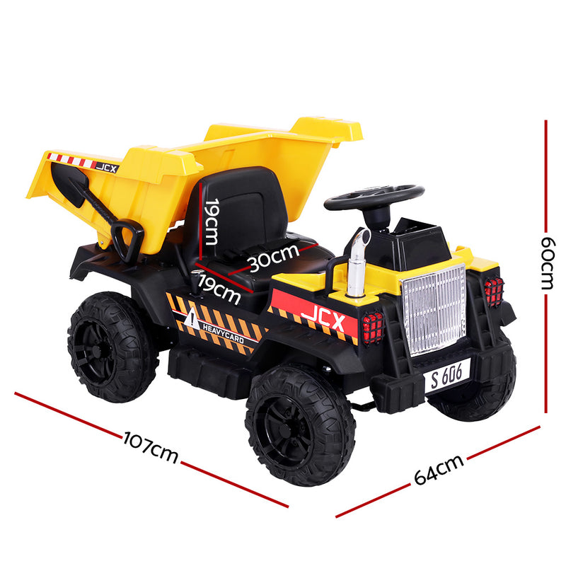 Rigo Kids Ride On Car Dumptruck 12V Electric Bulldozer Toys Cars Battery Yellow