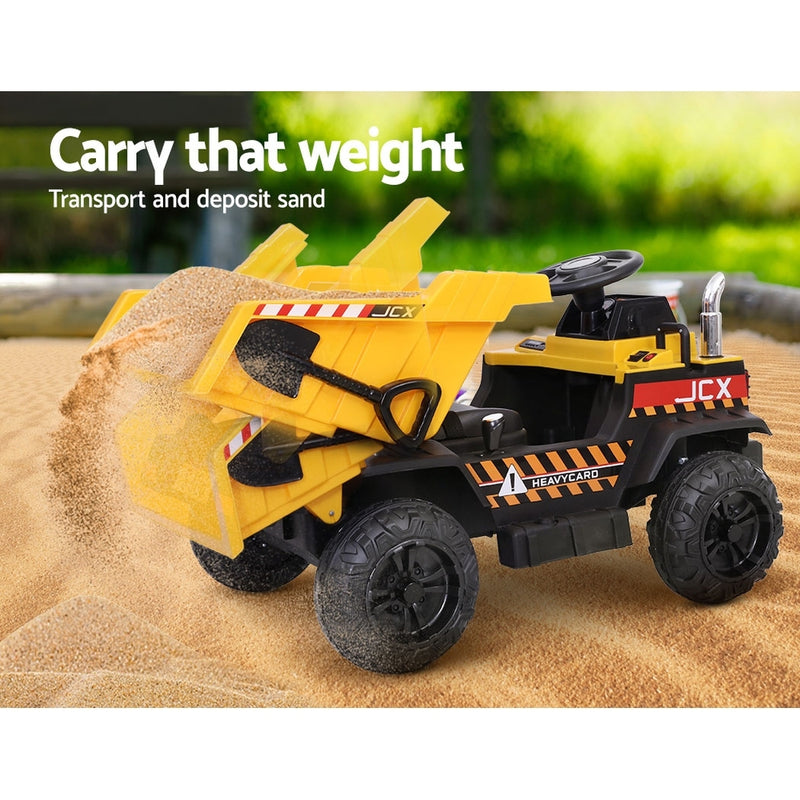 Rigo Kids Ride On Car Dumptruck 12V Electric Bulldozer Toys Cars Battery Yellow