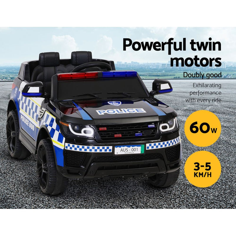 Rigo Kids Ride On Car Inspired Patrol Police Electric Powered Toy Cars Black