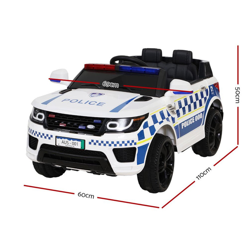 Rigo Kids Ride On Car Inspired Patrol Police Electric Powered Toy Cars White