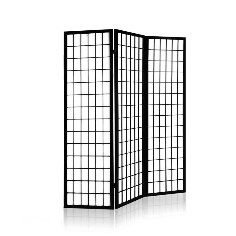 3 Panel Wooden Room Divider - Black