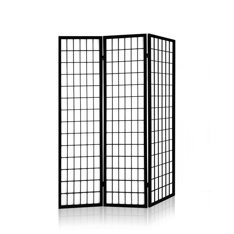 3 Panel Wooden Room Divider - Black