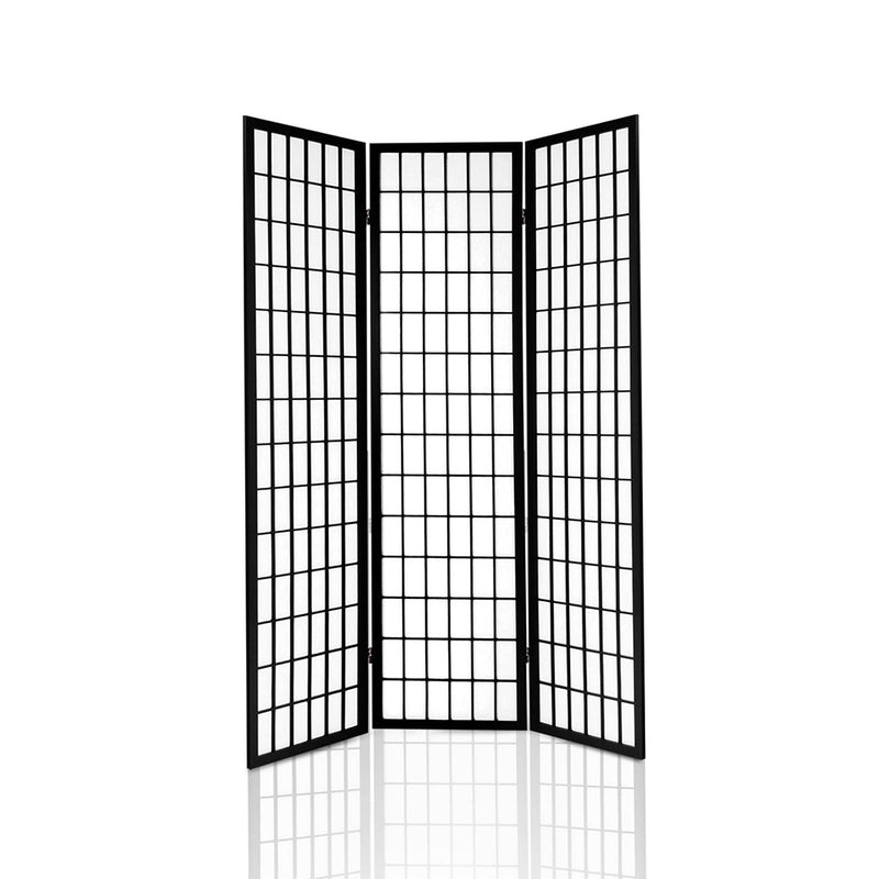 3 Panel Wooden Room Divider - Black