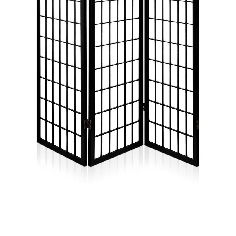 3 Panel Wooden Room Divider - Black