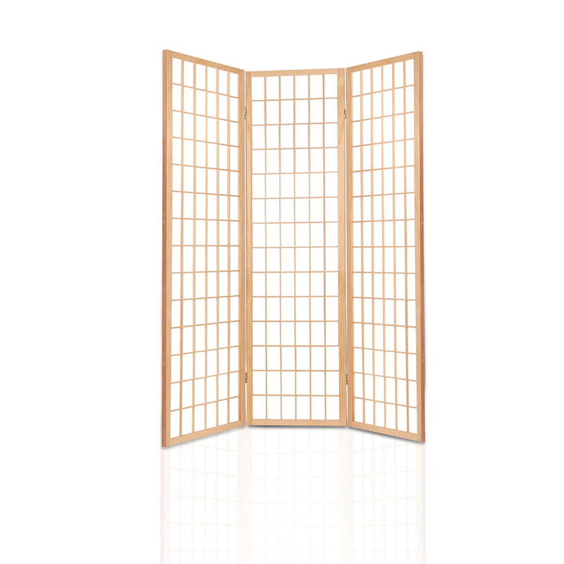 3 Panel Wooden Room Divider - Natural