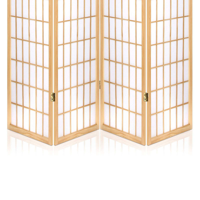 4 Panel Wooden Room Divider - Natural