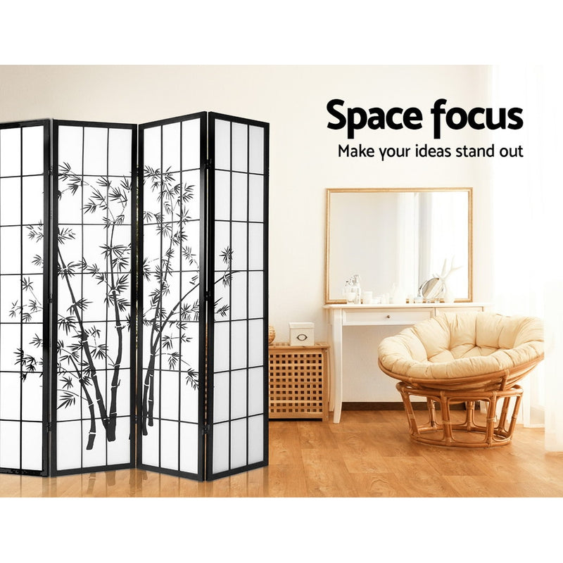 8 Panel Room Divider Screen Privacy Dividers Pine Wood Stand Shoji Bamboo Black White