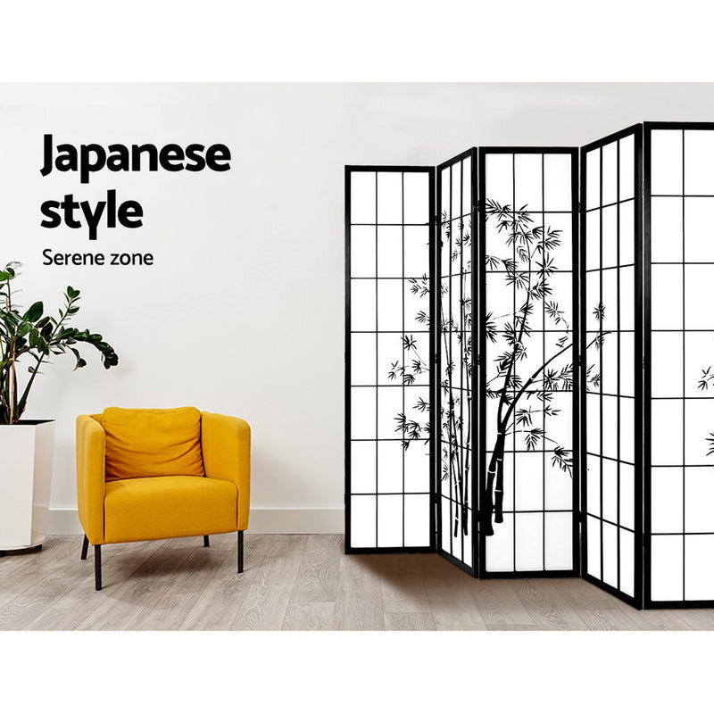 8 Panel Room Divider Screen Privacy Dividers Pine Wood Stand Shoji Bamboo Black White