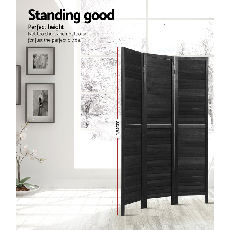 3 Panel Room Divider Screen Privacy Wood Dividers Timber Stand Black