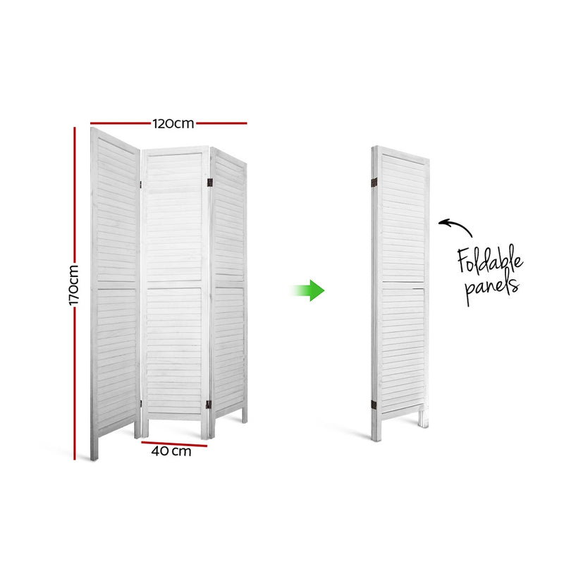 Room Divider Privacy Screen Foldable Partition Stand 3 Panel White