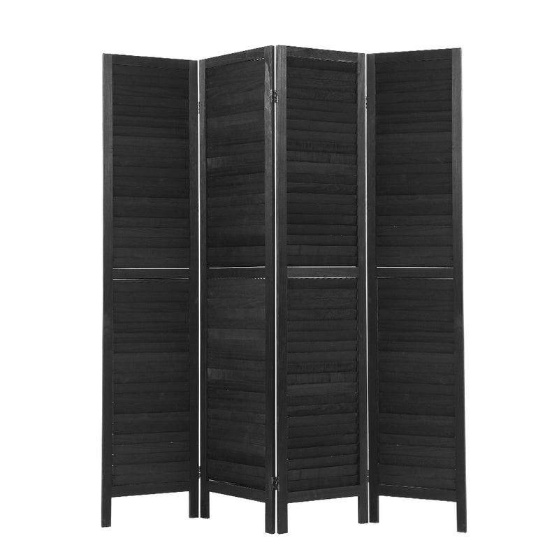 4 Panel Room Divider Screen Privacy Wood Dividers Timber Stand Black