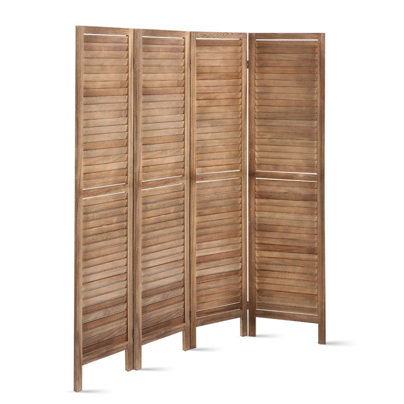 Room Divider Privacy Screen Foldable Partition Stand 4 Panel Brown