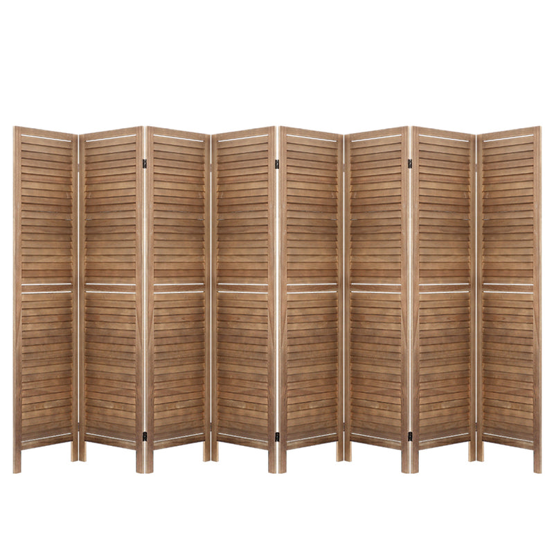 Room Divider Screen 8 Panel Privacy Wood Dividers Stand Bed Timber Brown