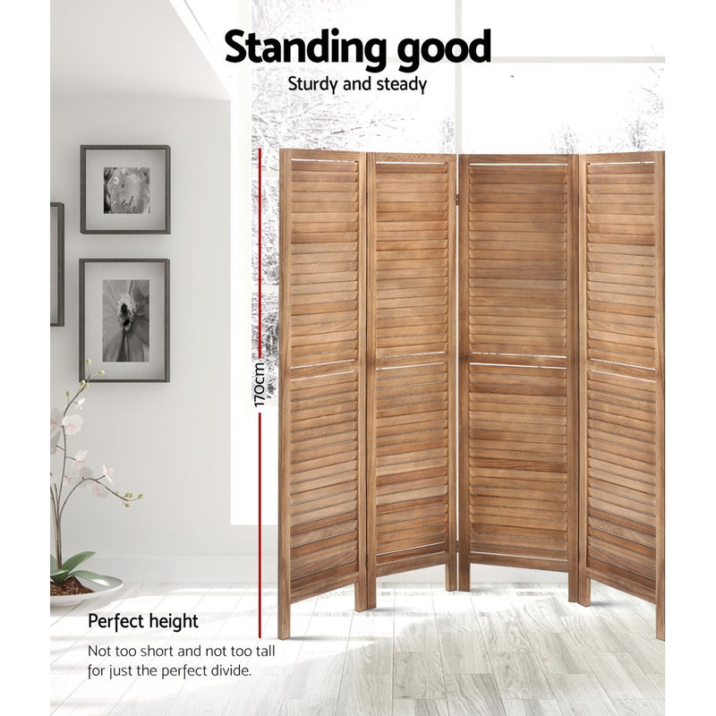 Room Divider Screen 8 Panel Privacy Wood Dividers Stand Bed Timber Brown