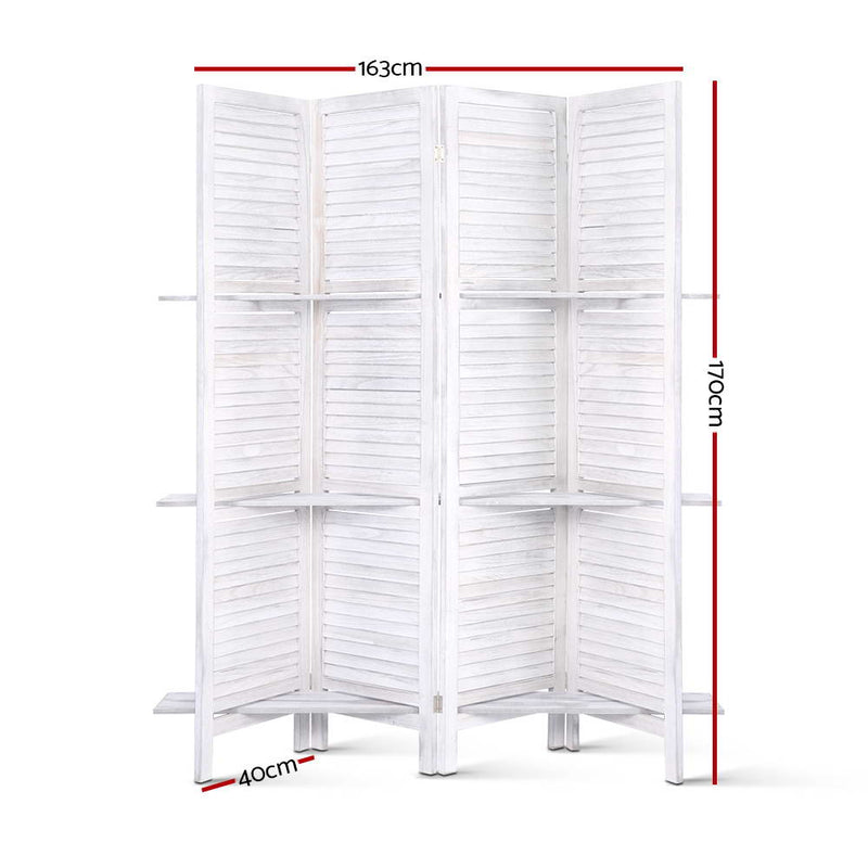 Room Divider Privacy Screen Foldable Partition Stand 4 Panel White