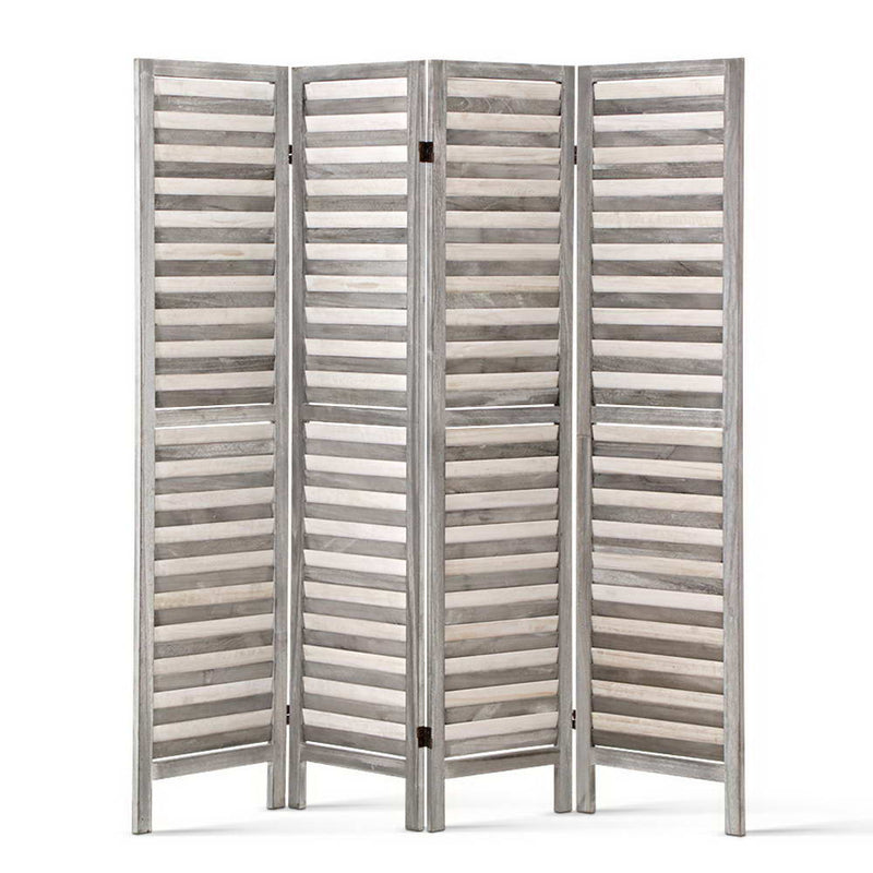 4 Panel Foldable Wooden Room Divider - Grey