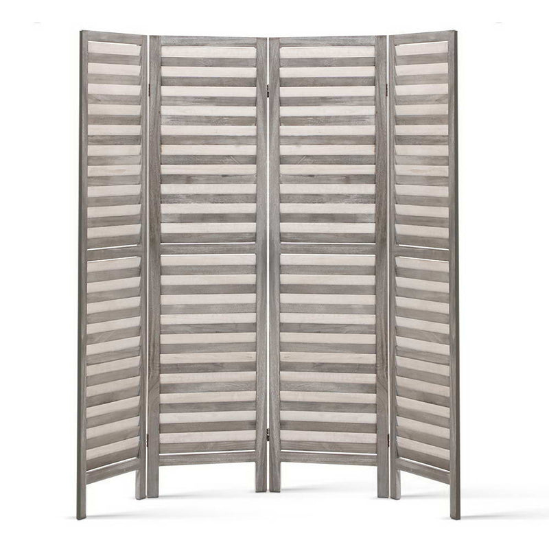 4 Panel Foldable Wooden Room Divider - Grey