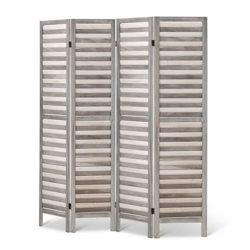 4 Panel Foldable Wooden Room Divider - Grey